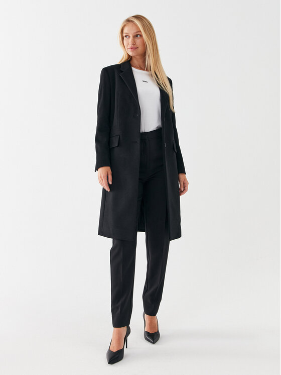 BOSS Boss Palton de lână Catara 50501019 Negru Slim Fit