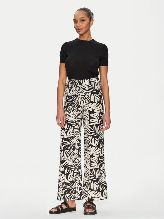 Vila Vila Bavlnené nohavice Anu 14108517 Čierna Wide Leg