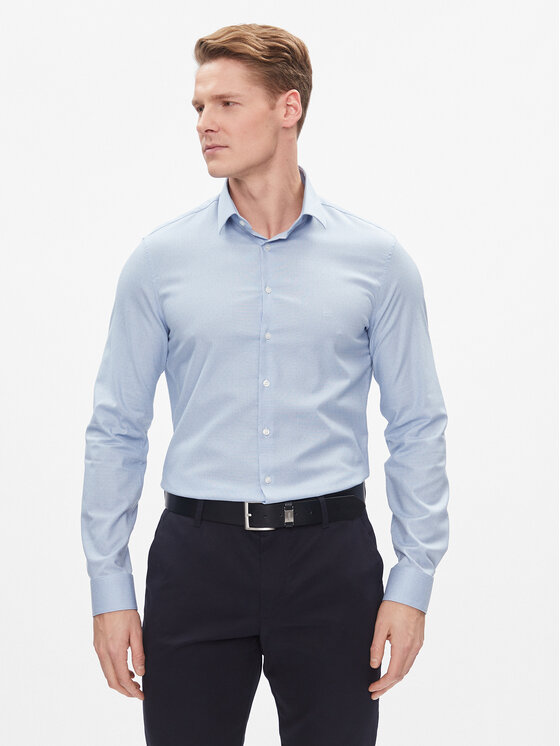 Calvin Klein Krekls K10K112305 Gaiši zils Slim Fit