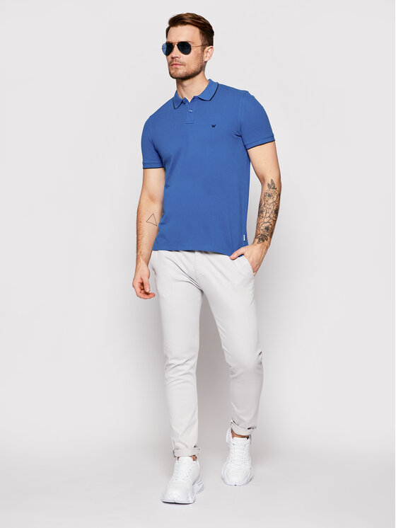Wrangler Wrangler Polo W7D5K4X05 112131756 Niebieski Regular Fit