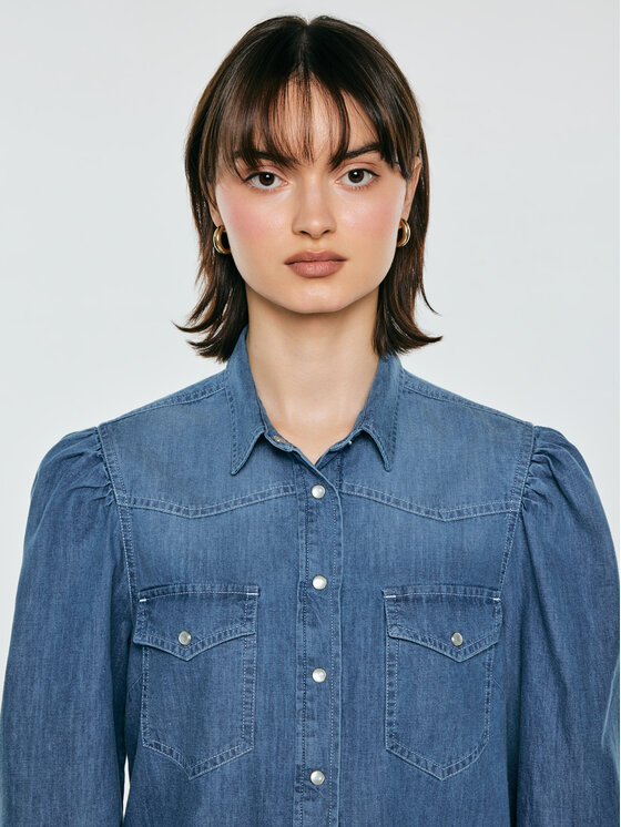 BIG STAR BIG STAR Koszula jeansowa INDIANA Niebieski Basic Fit