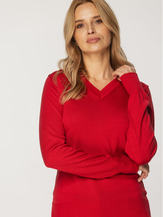 Willsoor Willsoor Sweter 88440 Czerwony Basic Fit