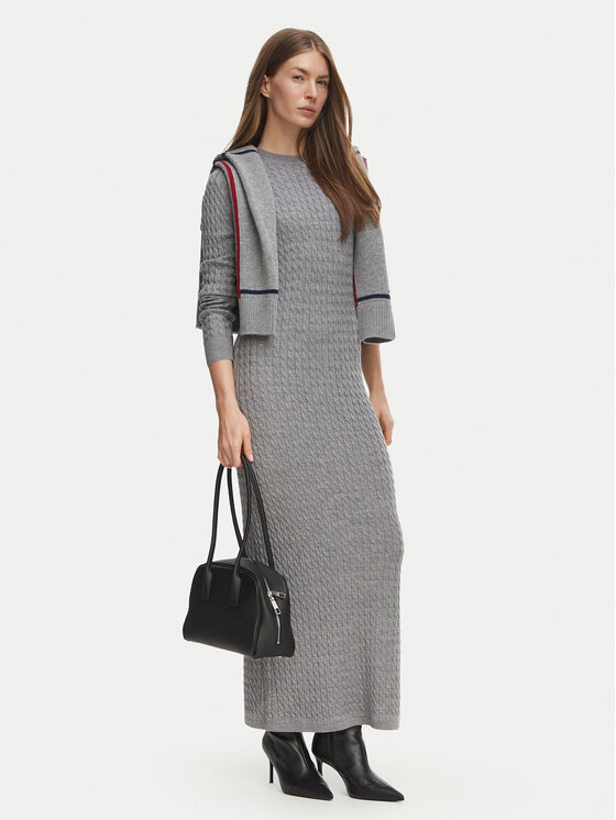 Tommy Hilfiger Tommy Hilfiger Rochie tricotată CableWW0WW52320 Gri Regular Fit