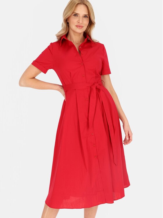 Perso Perso Sukienka letnia RBE265729F Czerwony Regular Fit