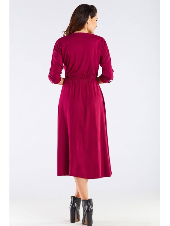 Awama Awama Letné šaty A452 Bordová Basic Fit
