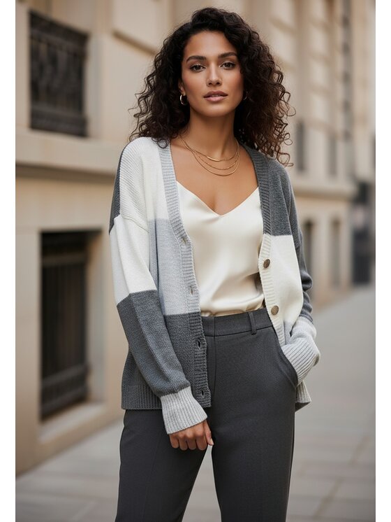 FIGL FIGL Kardigan M1245 Šedá Regular Fit