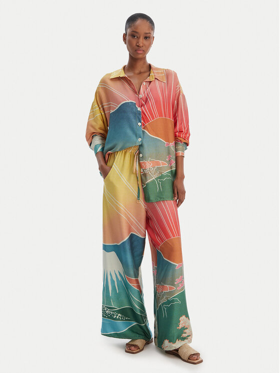 Maaji Maaji Штани з тканини Sakura Scenery Ophelia PT1836CPA007 Жовтий Relaxed Fit