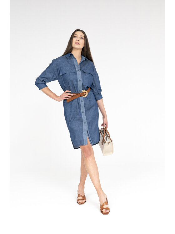 Ciepielewska Ciepielewska Sukienka codzienna GINA Niebieski Flattering Fit