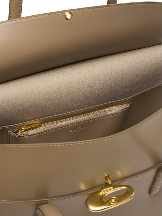 Calvin Klein Calvin Klein Käekott Hardware Brushed Flap Tote Bag LV04F3336G Beež