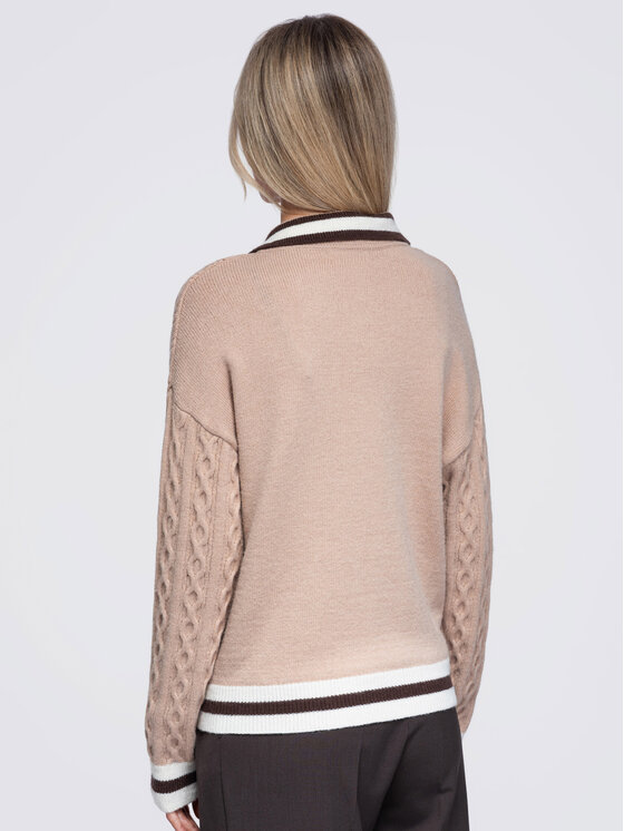 Ombre Ombre Svetr OW-SW-E0024 Béžová Regular Fit