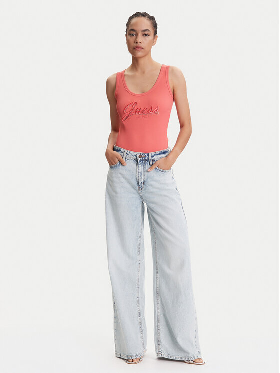 Guess Guess Top W5YP00 KCXJ2 Růžová Regular Fit