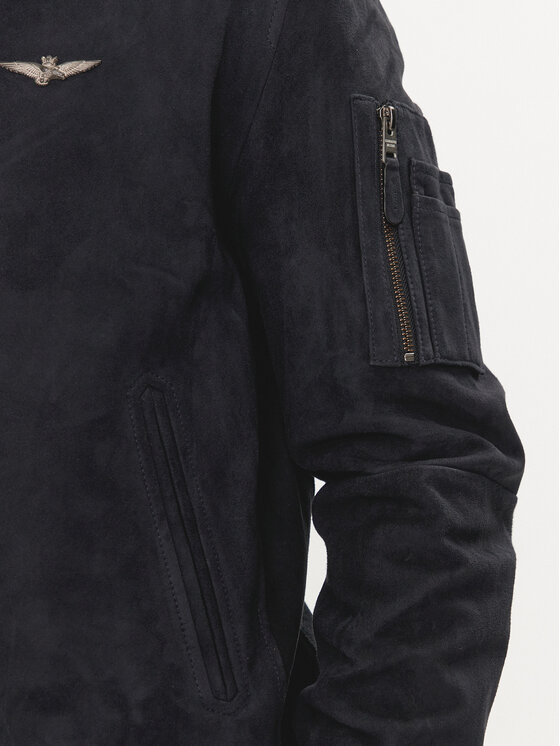 Aeronautica Militare Aeronautica Militare Usnjena jakna 241PN5033PL216 Modra Regular Fit