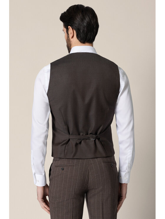 Lancerto Lancerto Kamizelka garniturowa Selva KA073126000009 Brązowy Slim Fit