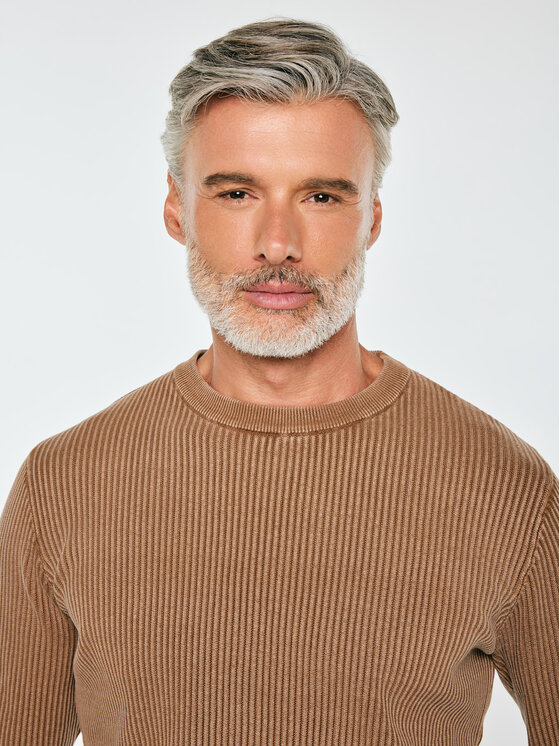 BIG STAR BIG STAR Sweter KIRK Brązowy Basic Fit