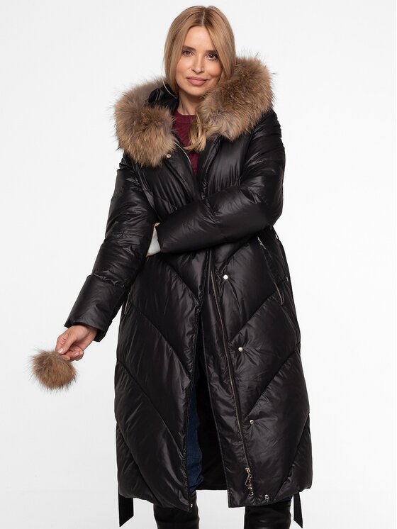 Perso Perso Dámska bunda BLH251050FXR Čierna Regular Fit