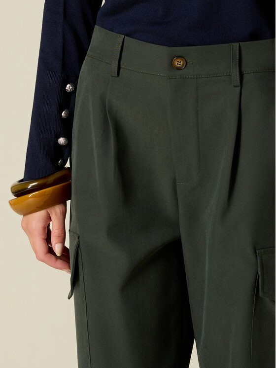 Oltre Oltre Pantaloni di tessuto P755R009429N035 Verde Baggy Fit
