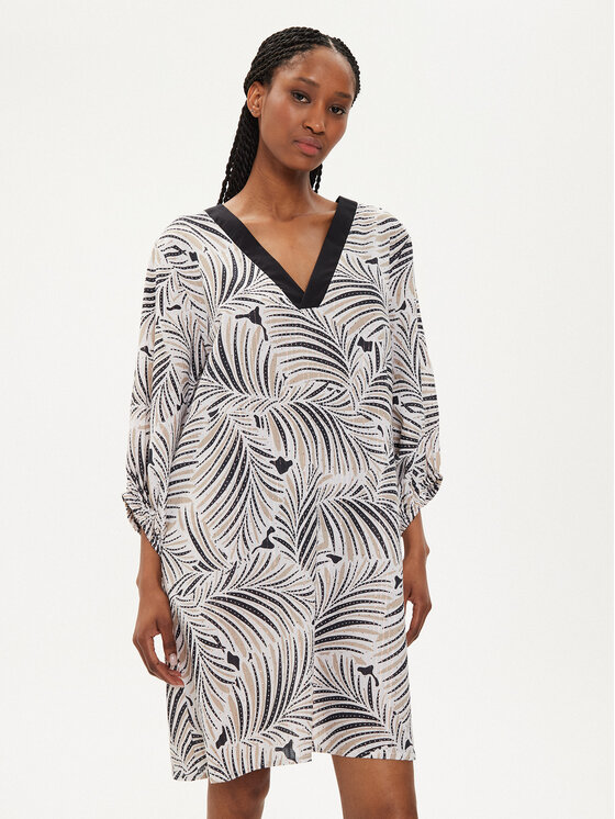 Selmark Selmark Лятна рокля BK795 Бежов Regular Fit