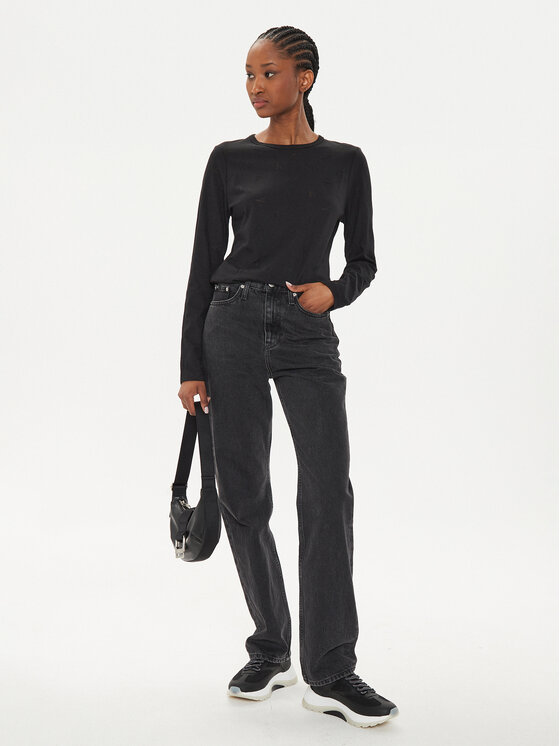 Calvin Klein Jeans Calvin Klein Jeans Blūze Burn Out J20J223628 Melns Regular Fit