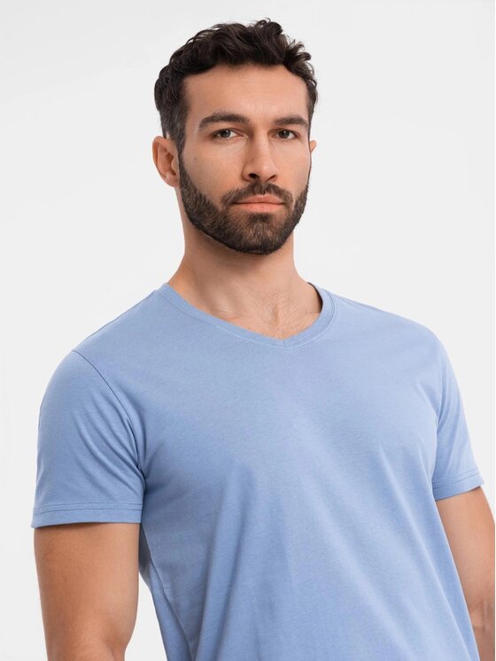 Ombre Ombre T-Shirt OM-TSBS-0237 Niebieski Regular Fit