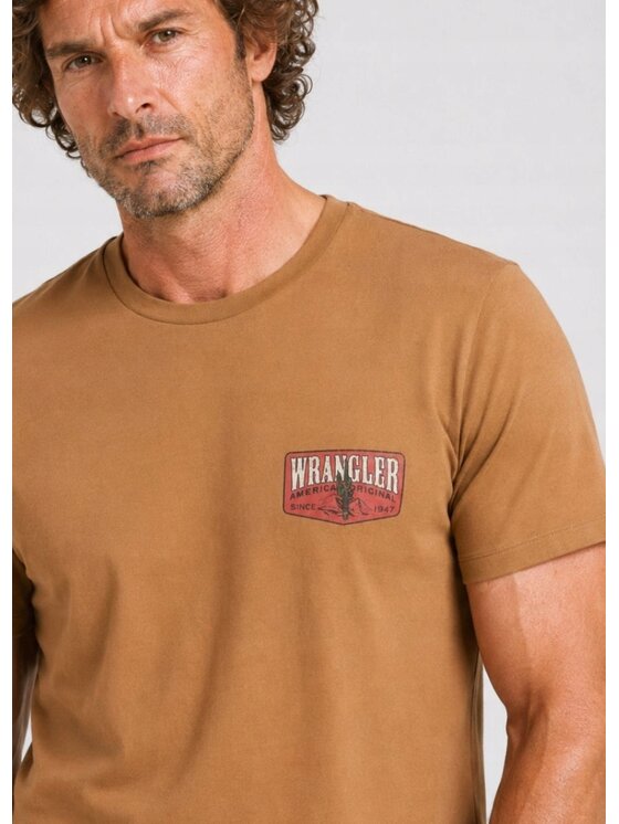 Wrangler Wrangler T-Shirt Small Logo Tee Brązowy Oversize
