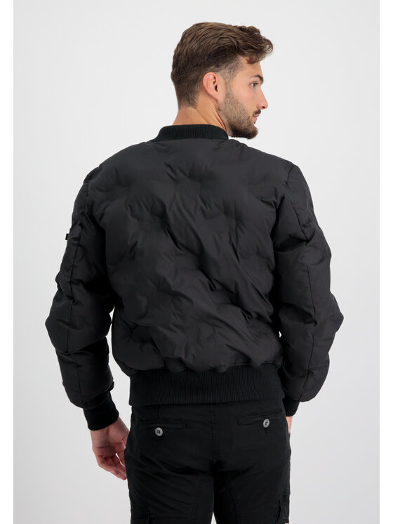 Alpha Industries Alpha Industries Kurtka zimowa MA-1 Embroidery Logo Puffer Bomber Jacket Czarny Relaxed Fit