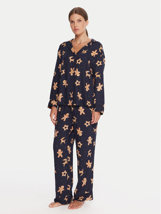 Hunkemöller Hunkemöller Пижама Gingerbread 302783 Черен Regular Fit
