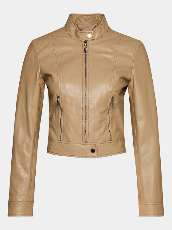 Liu Jo Liu Jo Kurtka skórzana CA4256 P0336 Beżowy Regular Fit