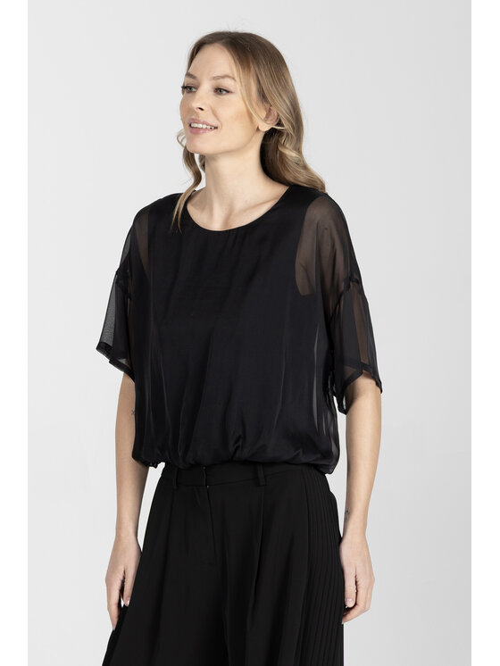 Deni Cler Milano Deni Cler Milano Bluzka W-DC-1223-F2-G6-90-1 Czarny Regular Fit