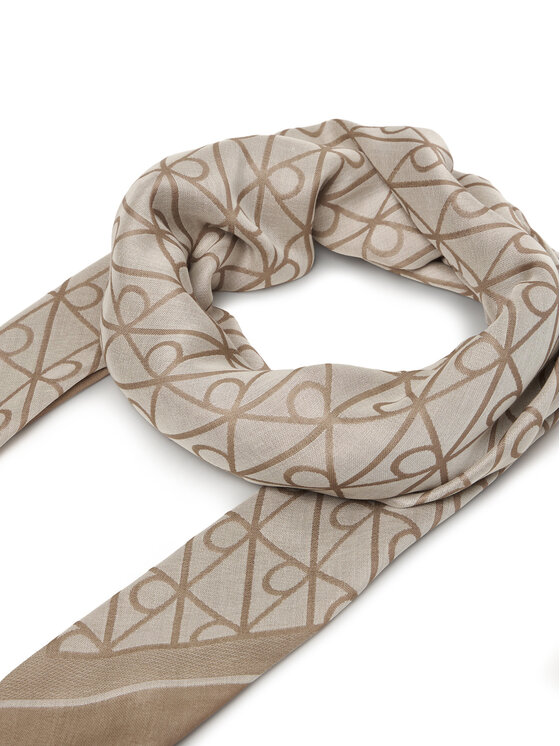 Calvin Klein Calvin Klein Chusta Emblem Aop Jacquard Square Scarf LV04F8080G Beżowy