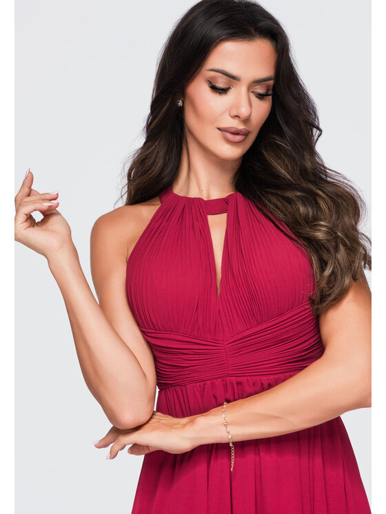 Ombre Ombre Sukienka wieczorowa LA-OM-DLR358 Bordowy Regular Fit