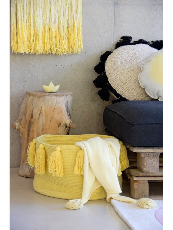 Lorena Canals Lorena Canals Przechowywanie Kosz Basket Tassels Yellow Żółty
