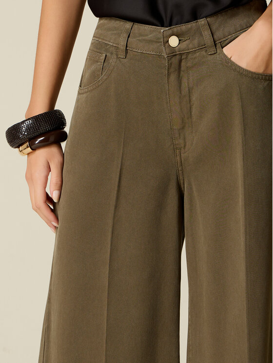 Oltre Oltre Pantaloni di tessuto P725R009282N035 Verde Baggy Fit