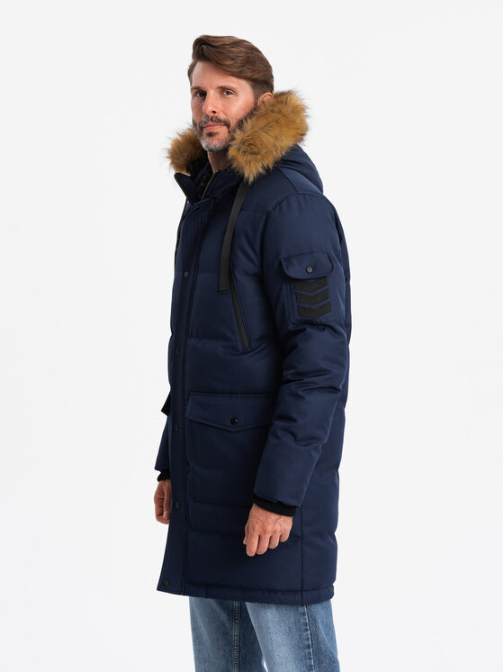 Ombre Ombre Parka OM-JALJ-0182 Granatowy Regular Fit