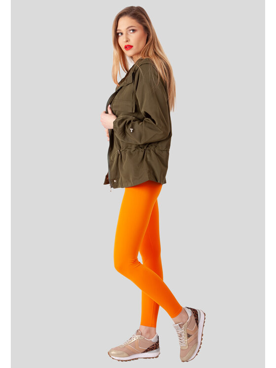 Perso Perso Kurtka przejściowa lekka z kieszeniami Khaki Slim Fit
