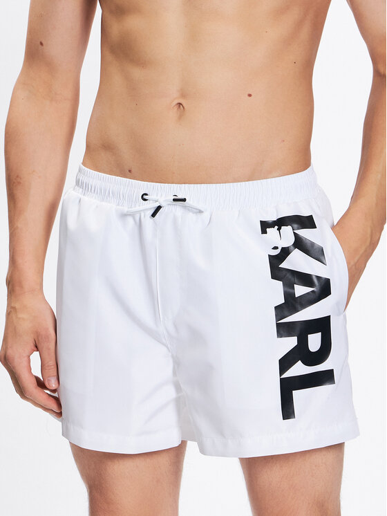 KARL LAGERFELD Pantaloni scurți pentru înot Logo 230M2202 Alb Regular Fit