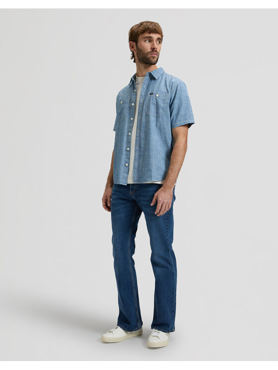 Lee Lee Koszula SS UTILITY WORKSHIRT Niebieski Regular Fit