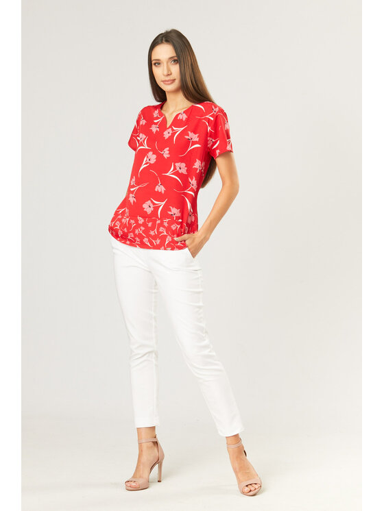 QUIOSQUE QUIOSQUE Bluzka IDRM6145 SHIRT Czerwony Regular Fit