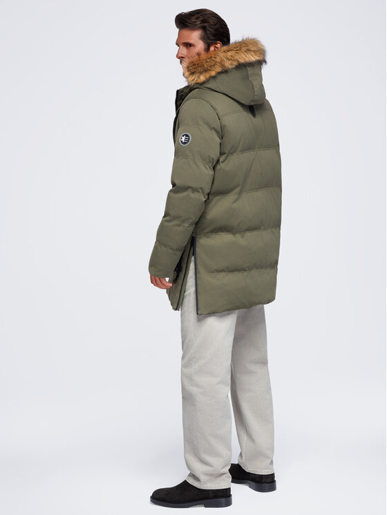 Ombre Ombre Parka OM-JALJ-0310 Zielony ciemny Loose Fit