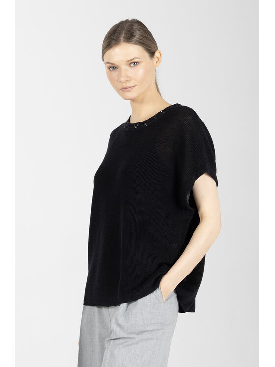 Deni Cler Milano Deni Cler Milano Sweter T-DC-S209-F2-60-90-1 Czarny Loose Fit