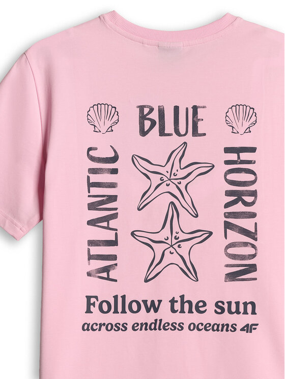 4F 4F T-Shirt OCEANS KEEPERS Różowy jasny Relaxed Fit