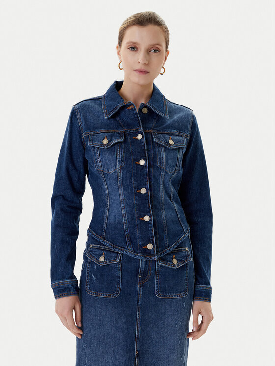 Guess Guess Jeansová bunda W5YN49 D5QP4 Tmavomodrá Regular Fit