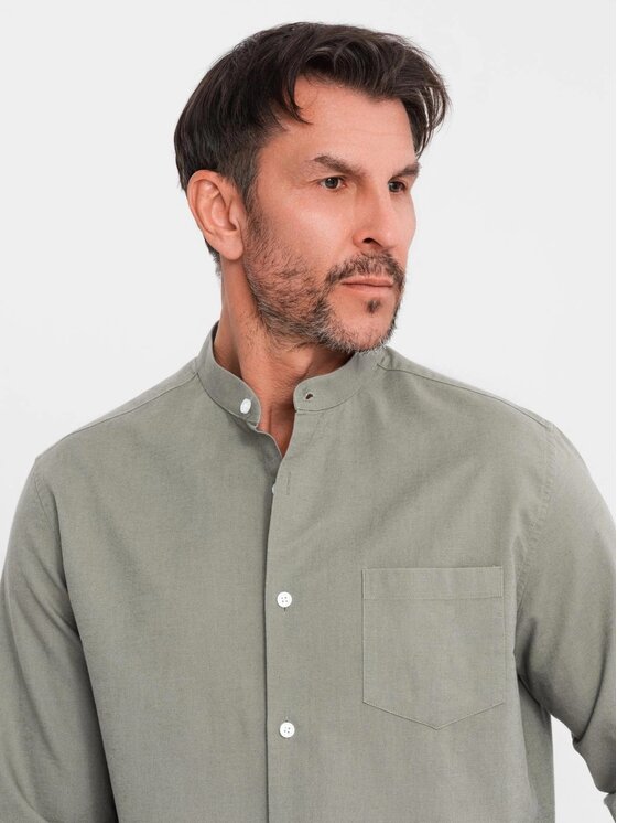 Ombre Ombre Koszula OM-SHCS-0161 Khaki Regular Fit