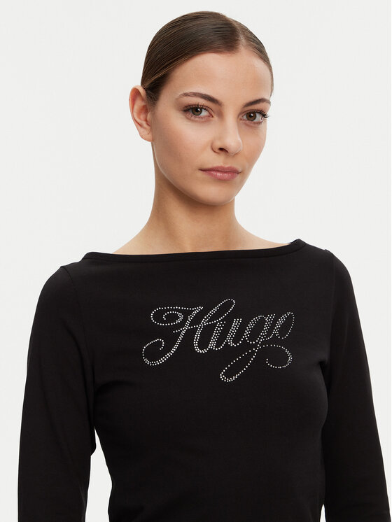 HUGO HUGO Bluzka 50537227 Czarny Slim Fit
