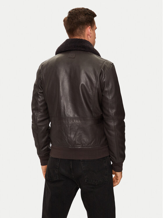 Milestone Milestone Geacă de piele Fabio 431073 21075 Maro Regular Fit