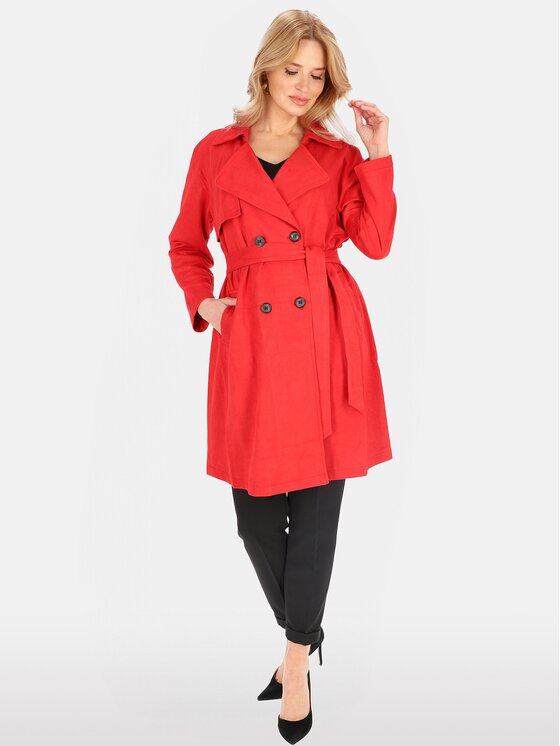Perso Perso Płaszcz przejściowy BLE252325F Czerwony Regular Fit