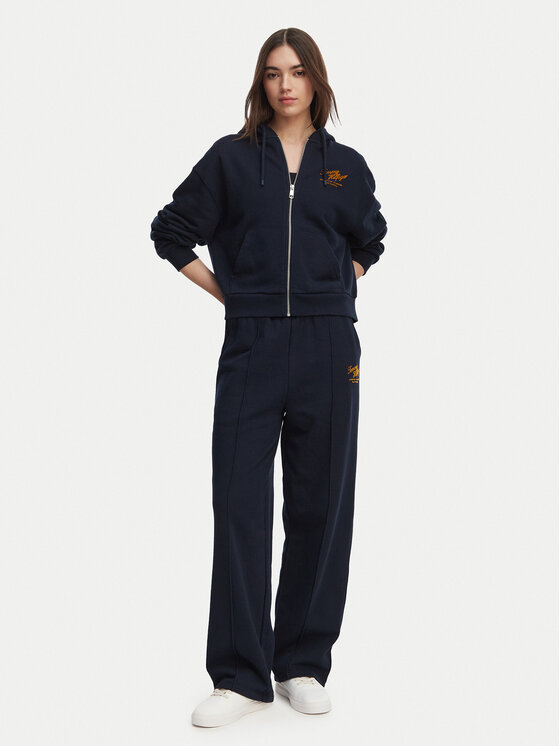 Tommy Hilfiger Tommy Hilfiger Spodnie dresowe Logo Exaggerated Seam WW0WW50783 Granatowy Relaxed Fit