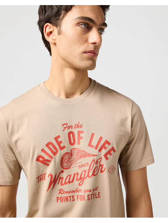 Wrangler Wrangler T-Shirt AMERICANA TEE 112362788 Beżowy Regular Fit