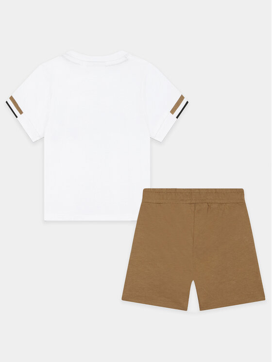 BOSS Boss Komplet t-shirt i spodenki J50624 M Beżowy Regular Fit