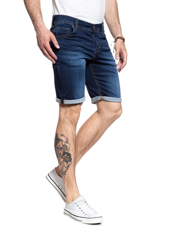 Mustang Mustang Szorty jeansowe CHICAGO SHORT Niebieski Slim Fit