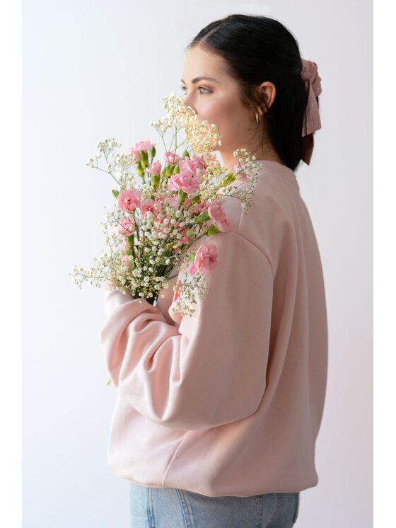 White Rvbbit White Rvbbit Bluza z haftem - kwiaty Różowy Oversize